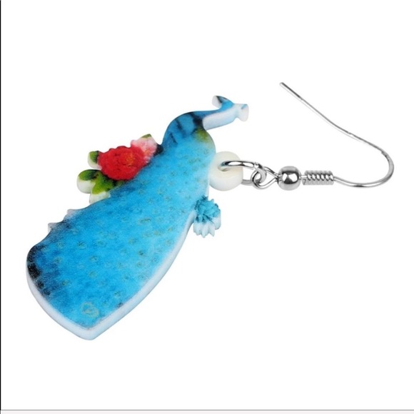 Peacock Acrylic Earrings - Picture 4 of 5